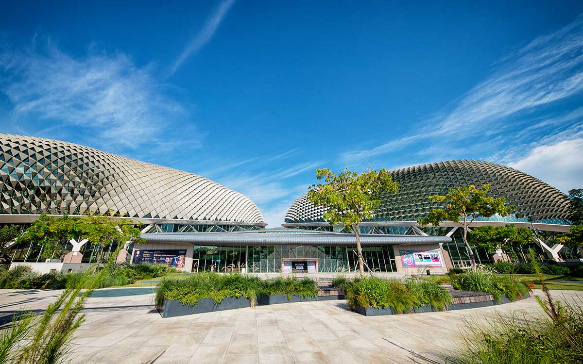 Façade of Esplanade – Theatres on the Bay from the Forecourt Garden